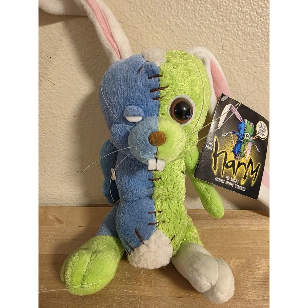 Alex Pardee's Harm Blue Green & Pink Plush Bunny 2003 With Tag Alex Pardee